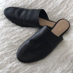 ALDO Black Leather Mules